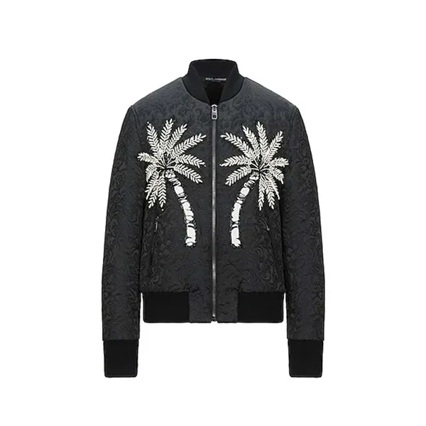 Áo Khoác Nam Dolce & Gabbana D&G Embellished Palm Leaf Bomber Jacket Màu Đen Size 52 - Thời trang - Vua Hàng Hiệu