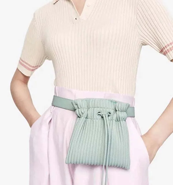 Túi Đeo Hông Nữ Charles & Keith CNK Textured Drawstring Belt Bag CK2-80671067 Mint Green Màu Xanh Mint