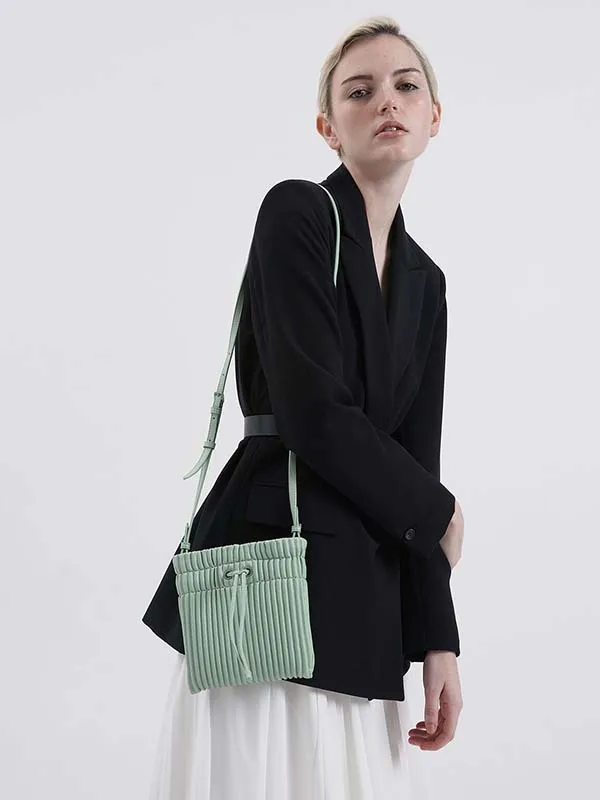 Túi Đeo Hông Nữ Charles & Keith CNK Textured Drawstring Belt Bag CK2-80671067 Mint Green Màu Xanh Mint