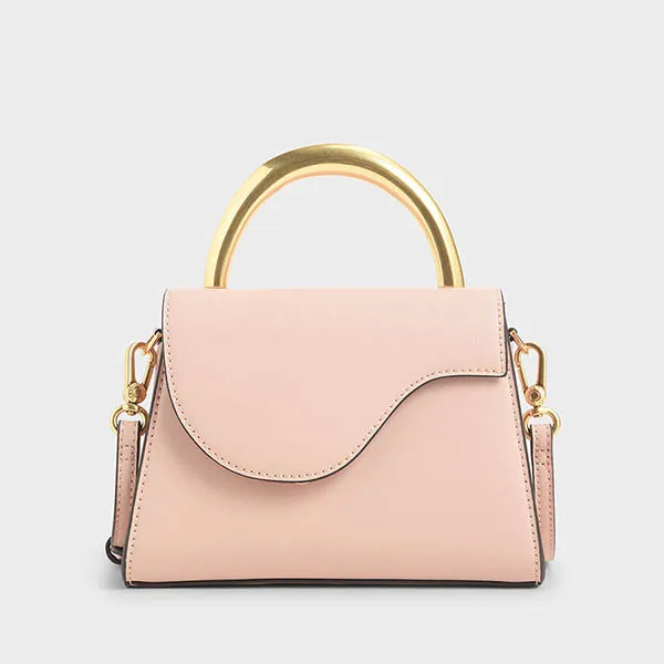 Túi Xách Nữ Charles & Keith CNK Angular Flap Bag CK2-50270491 Pink Màu Hồng
