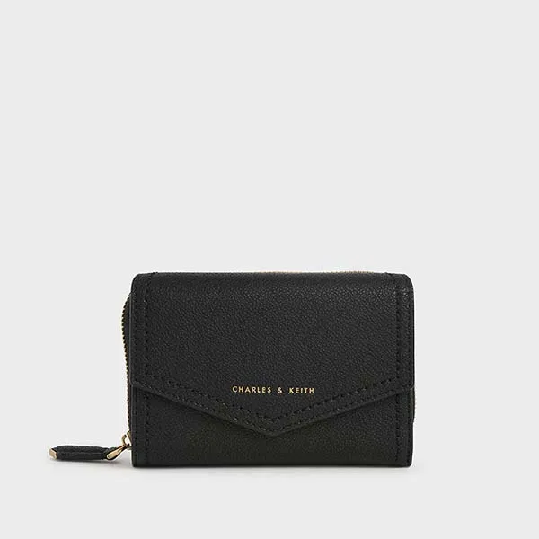 Ví Nữ Charles & Keith CNK Envelope Short Wallet Black CK6-10770477-3 Màu Đen