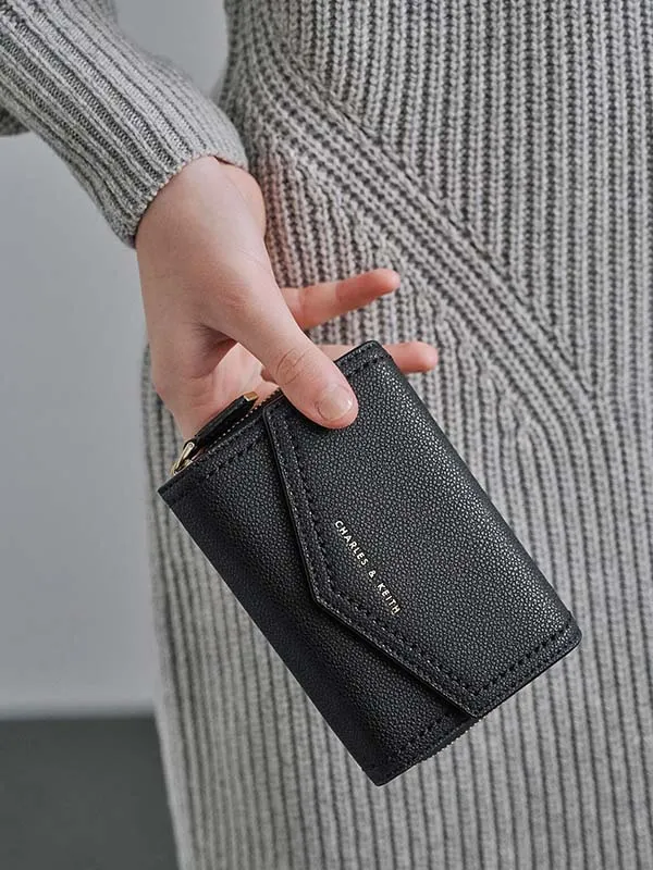 Ví Nữ Charles & Keith CNK Envelope Short Wallet Black CK6-10770477-3 Màu Đen