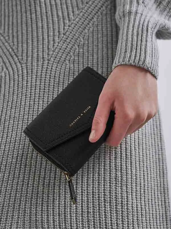 Ví Nữ Charles & Keith CNK Envelope Short Wallet Black CK6-10770477-3 Màu Đen