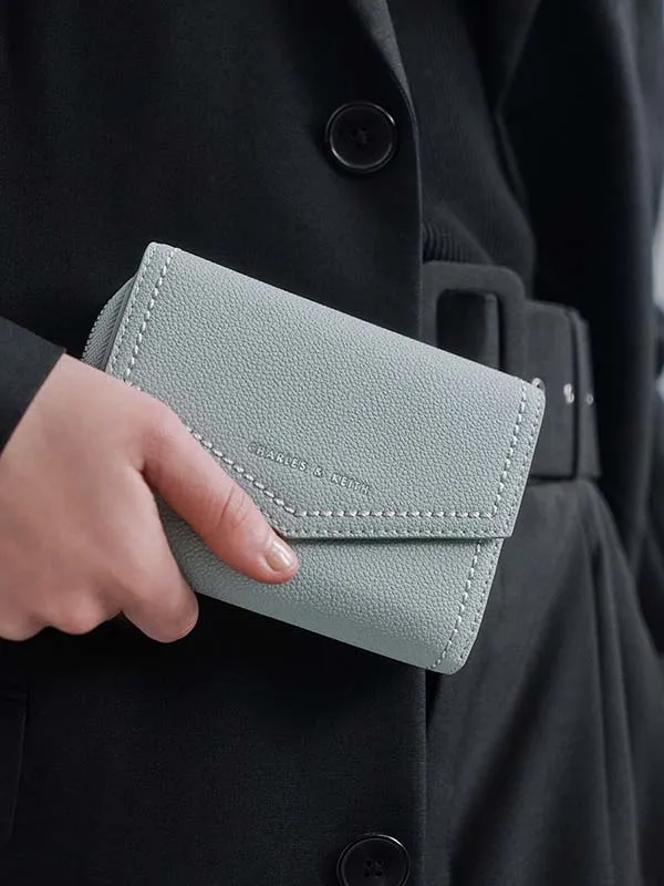 Ví Nữ Charles & Keith CNK Envelope Short Wallet Light Blue CK6-10770477-3 Màu Xanh Sáng