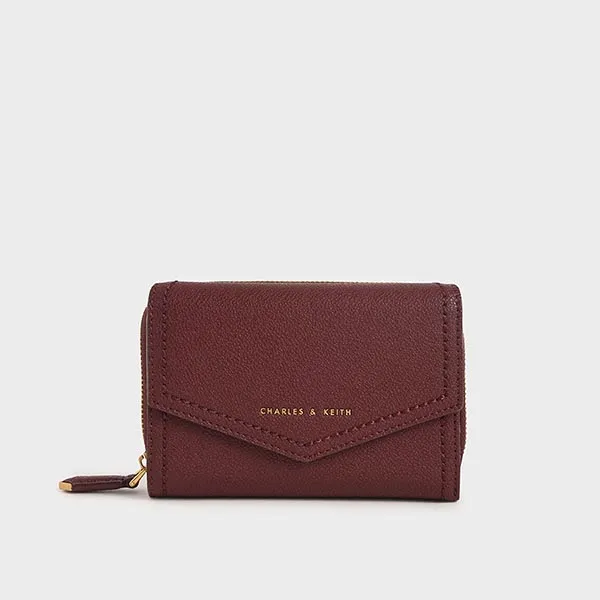 Ví Nữ Charles & Keith CNK Envelope Short Wallet Burgundy CK6-10770477-3 Màu Đỏ