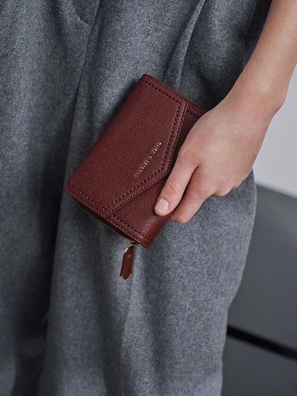 Ví Nữ Charles & Keith CNK Envelope Short Wallet Burgundy CK6-10770477-3 Màu Đỏ