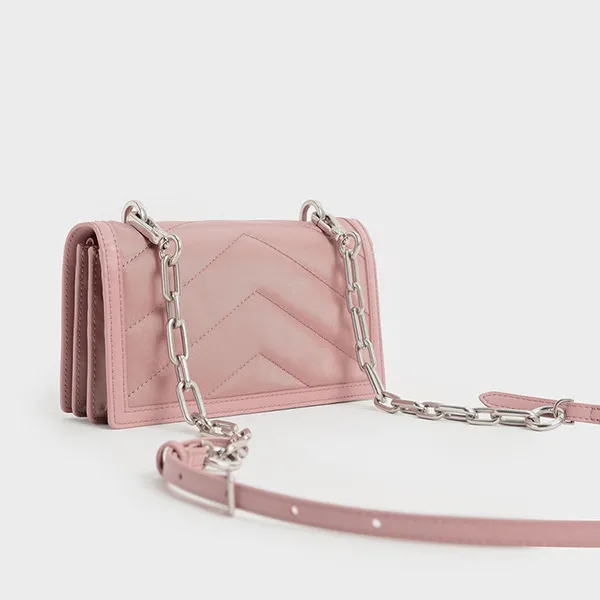 Túi Xách Nữ Charles & Keith CNK Sonia Recycled Nylon Padded Wallet Pink CK6-10840446 Màu Hồng
