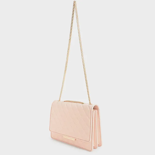 Túi Xách Nữ Charles & Keith CNK Quilted Chain Bag Light Pink CK2-20680966-2 Màu Hồng Nhạt