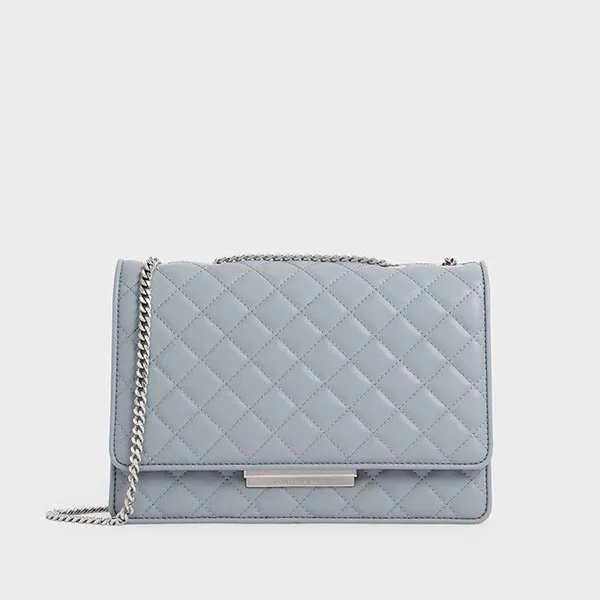 Túi Xách Nữ Charles & Keith CNK Quilted Chain Bag Steel Blue 20680966-2 Màu Xanh Blue