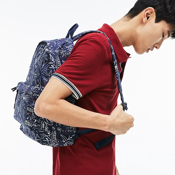 Balo Lacoste Sac Dos Neocroc En Toile Imprimé Egyptien Màu Xanh Đen