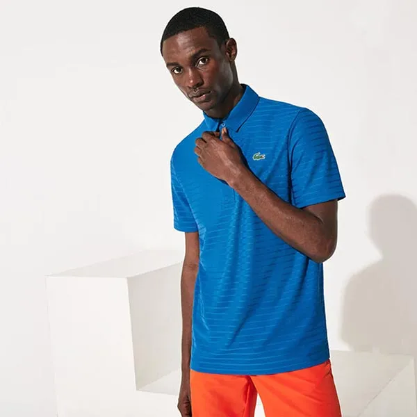 Áo Polo Lacoste Sport Fine Stripe Polo Shirt Màu Xanh Blue Size S