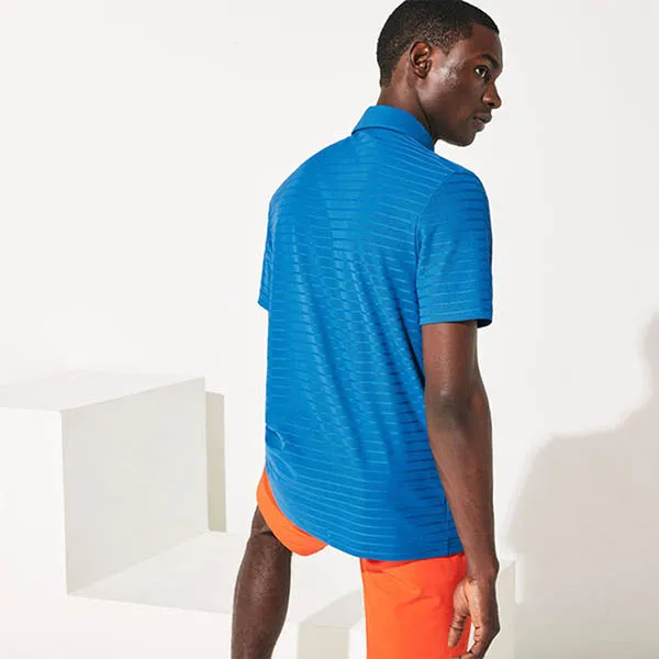 Áo Polo Lacoste Sport Fine Stripe Polo Shirt Màu Xanh Blue Size S