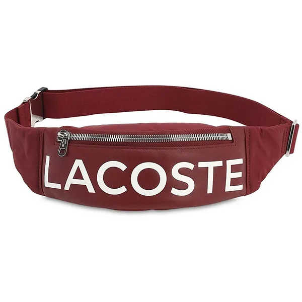 Túi Lacoste Men's L.12.12 Signature Leather Zip Fanny Pack Red Màu Đỏ Đô - Túi xách - Vua Hàng Hiệu