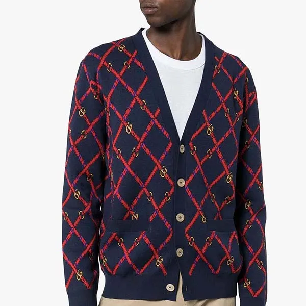 Áo Cardigan Gucci Sweater 595514 XKA0Z 4206 Màu Xanh Navy Size XS