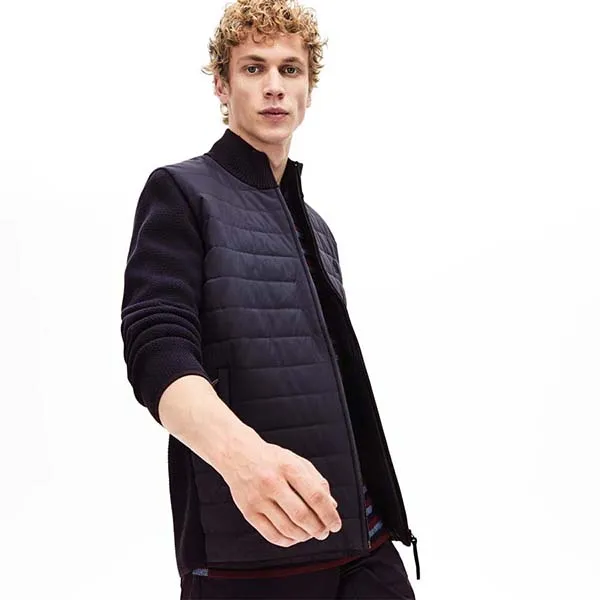 Áo Khoác Lacoste Men's Motion Bi-Material Quilted Hybrid Zip Cardigan Màu Xanh Navy