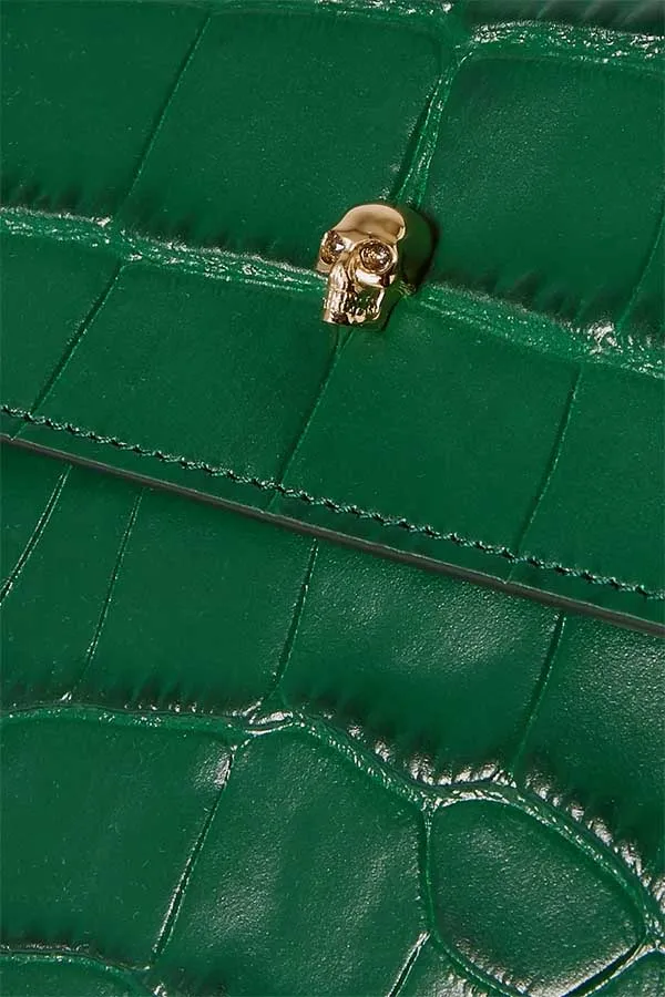 Túi Cầm Tay Alexander Mcqueen Envelope Croc-Effect Leather Pouch Màu Xanh Green - Túi xách - Vua Hàng Hiệu