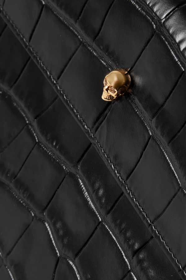 Túi Cầm Tay Alexander Mcqueen Envelope Croc-Effect Leather Pouch Black Màu Đen - 5