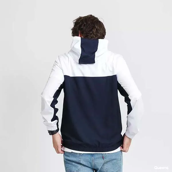 Áo Khoác Lacoste Sport Hooded Colourblock Khóa Kéo Màu Trắng Xanh Navy Size S