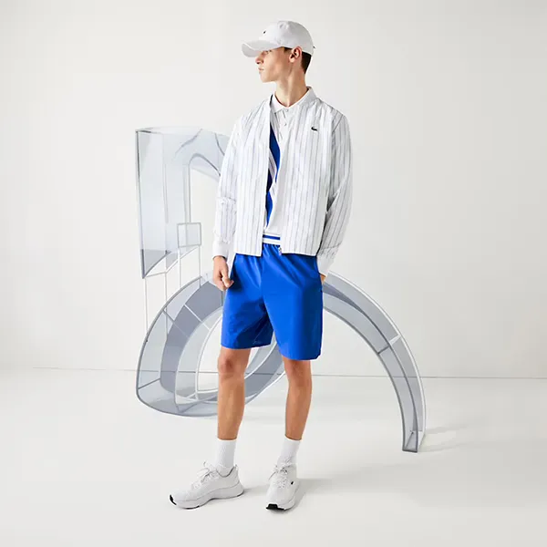 Áo Khoác Lacoste Sport x Novak Djokovic Bomber Kẻ Sọc Màu Trắng Size S