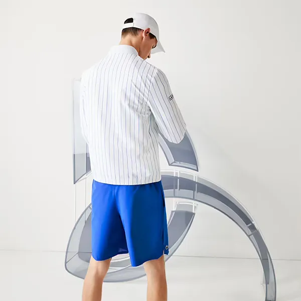 Áo Khoác Lacoste Sport x Novak Djokovic Bomber Kẻ Sọc Màu Trắng Size S