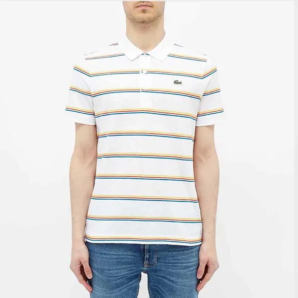 Áo Polo Lacoste Stripe Polo Slim Fit Màu Trắng