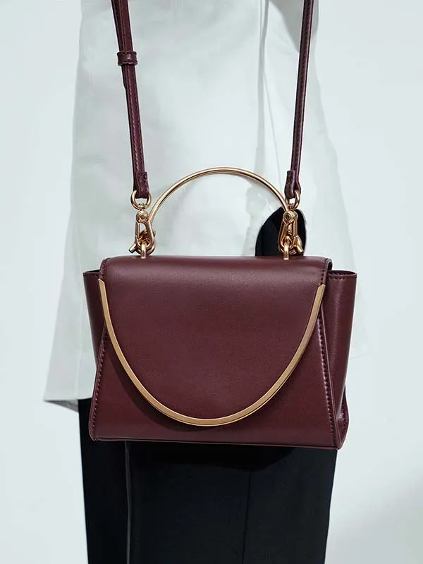 Túi Cầm Tay Nữ Charles & Keith CNK Metallic Trimmed Front Flap Bag 50270521 Red Màu Đỏ