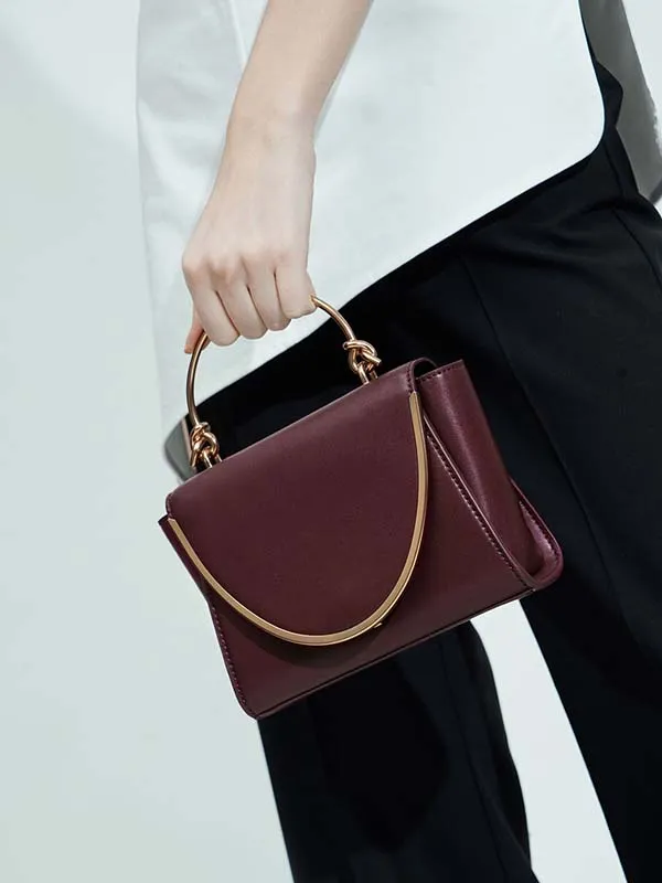 Túi Cầm Tay Nữ Charles & Keith CNK Metallic Trimmed Front Flap Bag 50270521 Red Màu Đỏ