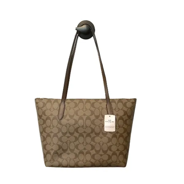 Túi Tote Coach Bolso Original De PVC Con Cremallera Khaki Saddle2 Màu Nâu