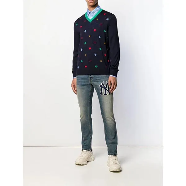 Mua Áo Len Gucci Navy Wool GG Symbol Logos Wool Fine Knit V-Neck Sweater  Top Size M - Gucci - Mua tại Vua Hàng Hiệu h034913
