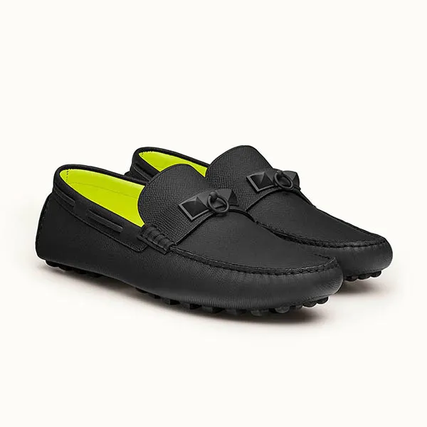 Giày Hermès Irving Epsom Leather Moccasin Màu Đen Size 41