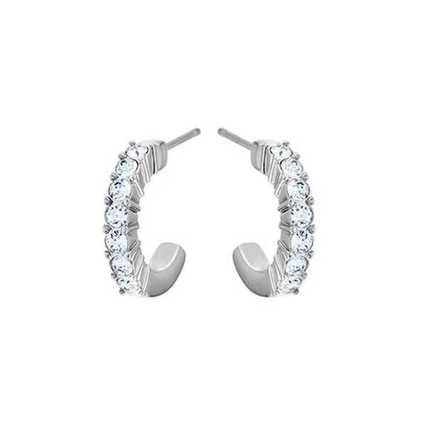 Khuyên Tai Swarovski Mini Hoop Pierced Earringsblue, Rhodium Plated