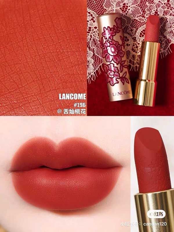 Son Lancôme L’absolu Rouge Intimatte Valentine’s Day 2021 Limited Edition 196 Pleasure First Màu Đỏ Gạch - 2