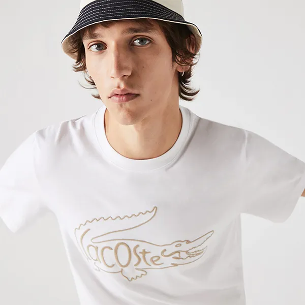 Áo Phông Lacoste Crocodile-Embroidery Cotton T-Shirt Màu Trắng Size M - Thời trang - Vua Hàng Hiệu
