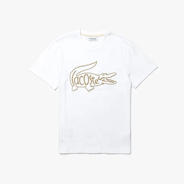 Áo Phông Lacoste Crocodile-Embroidery Cotton T-Shirt Màu Trắng Size M - Thời trang - Vua Hàng Hiệu