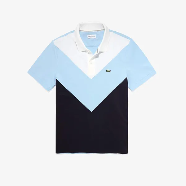 Áo Polo Lacoste Geometric Colorblock Polo Regular Fit Màu Trắng - Xanh - Thời trang - Vua Hàng Hiệu