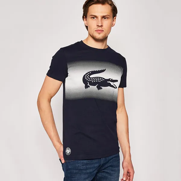 Áo Thun Lacoste Men's Sport Roland Garros Croc Print T-Shirt Màu Xanh Đen