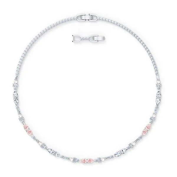 Dây Chuyền Chuỗi Swarovski Perfection Chaton Necklacepink, Rhodium Plated