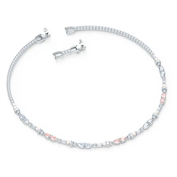Dây Chuyền Chuỗi Swarovski Perfection Chaton Necklacepink, Rhodium Plated