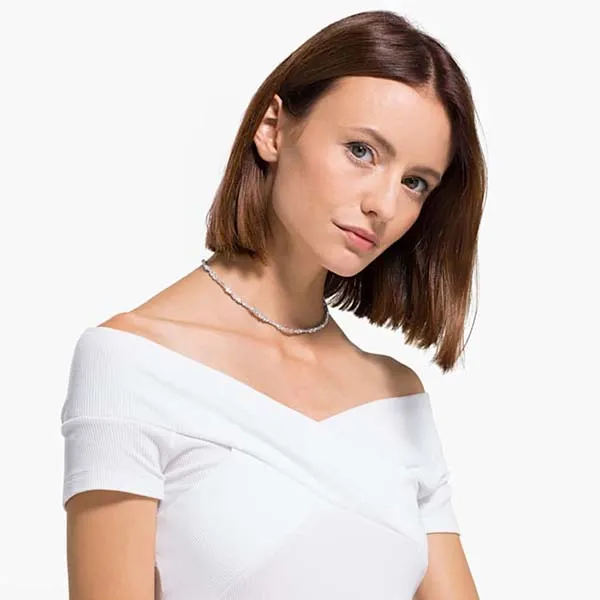 Dây Chuyền Chuỗi Swarovski Perfection Chaton Necklacepink, Rhodium Plated