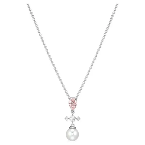 Dây Chuyền Swarovski Perfection Necklace Pink, Rhodium Plated - Trang sức - Vua Hàng Hiệu