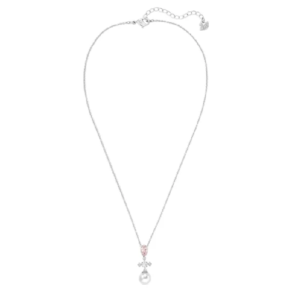 Dây Chuyền Swarovski Perfection Necklace Pink, Rhodium Plated - Trang sức - Vua Hàng Hiệu