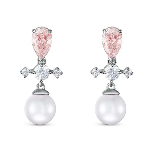 Khuyên Tai Swarovski Perfection Pierced Earrings Pink, Rhodium Plated
