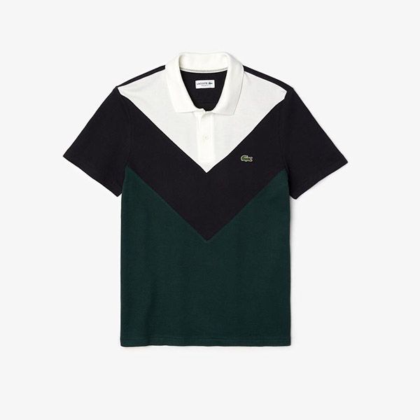 Áo Polo Lacoste Men's Geometric Colorblock Polo Shirt Green/Navy Blue/White Size XS - 1