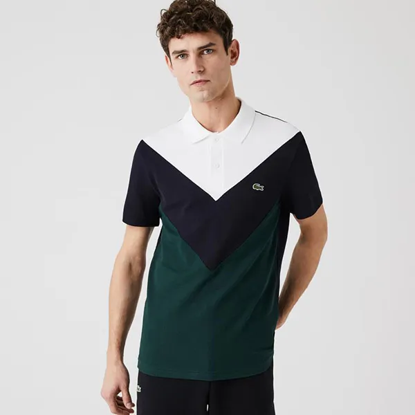 Áo Polo Lacoste Men's Geometric Colorblock Polo Shirt Green/Navy Blue/White Size XS - 3