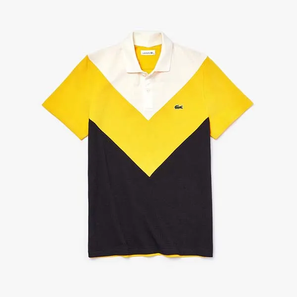 Áo Polo Lacoste Men's Geometric Colorblock Polo Shirt Navy Blue/Yellow/White - Thời trang - Vua Hàng Hiệu