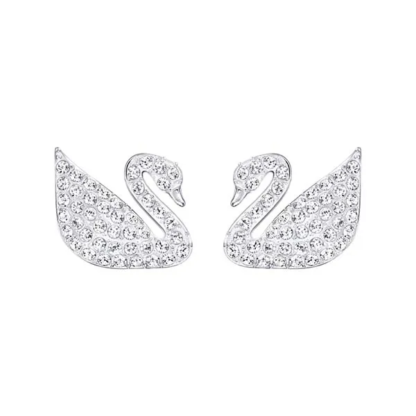Khuyên Tai Swarovski Swan Pavé Stud Earrings Swan, White, Rhodium Plated 5161256 - Trang sức - Vua Hàng Hiệu