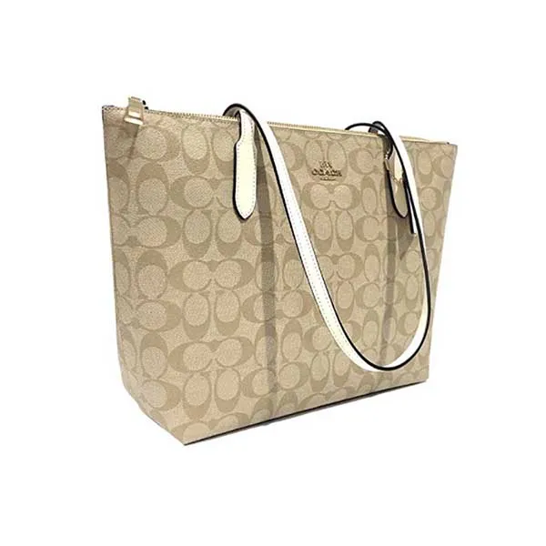 Túi Tote Coach Bolso Original De PVC Con Cremallera Light Khaki Chalk Màu Vàng - Túi xách - Vua Hàng Hiệu