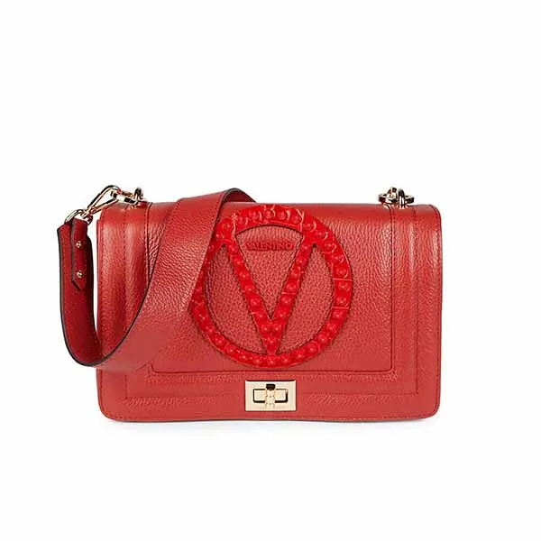 Túi Xách Valentino By Mario Valentino Alice Rock Pebbled-Leather Shoulder Bag Màu Đỏ - Túi xách - Vua Hàng Hiệu