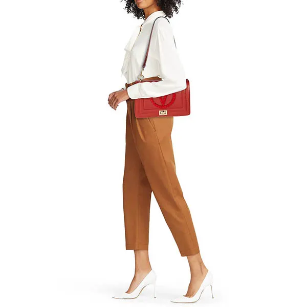 Túi Xách Valentino By Mario Valentino Alice Rock Pebbled-Leather Shoulder Bag Màu Đỏ - Túi xách - Vua Hàng Hiệu