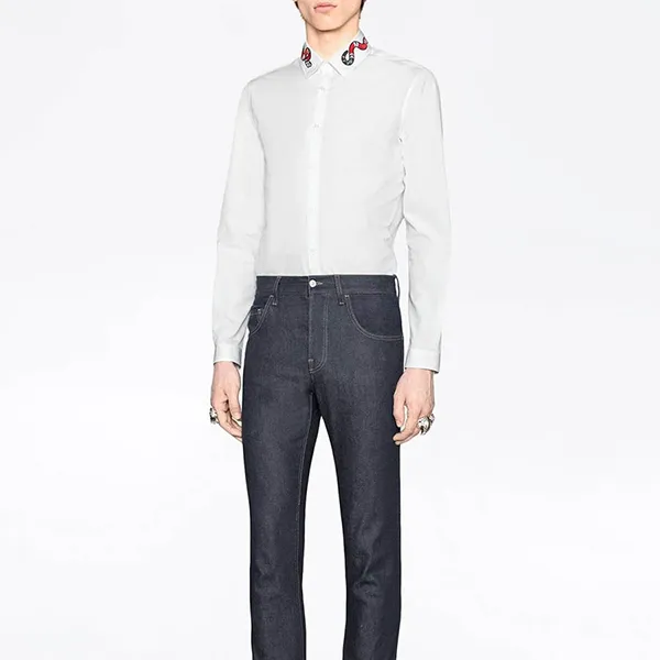 Áo Sơ Mi Gucci White Cotton Snake Embroidered Collar Duke Shirt Size 38 - Thời trang - Vua Hàng Hiệu